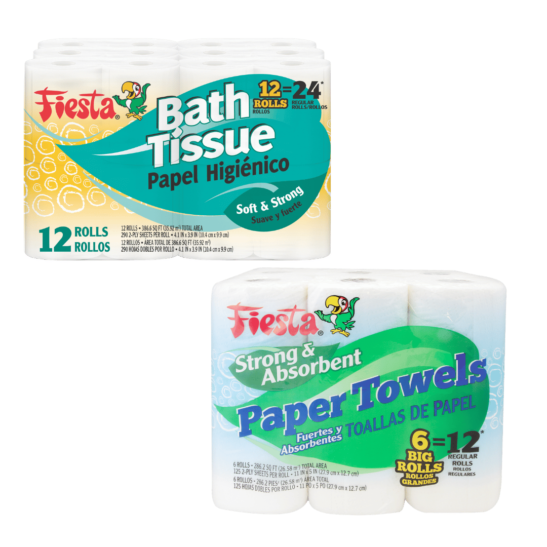 Papel Higiénico de 12 o Toallas de Papel de 6 Fiesta $3.99 c/u